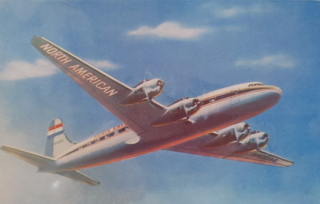 Logos & Branding, original postcard from an NAA commercial passenger, 1957