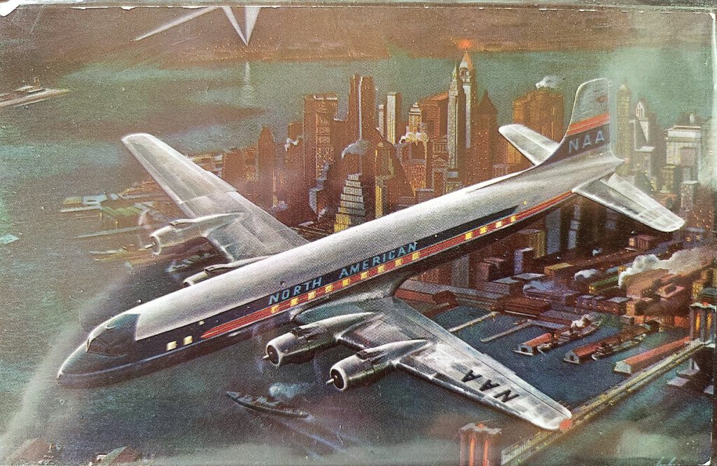 Logos & Branding, original postcard from an NAA commercial passenger, 1950's