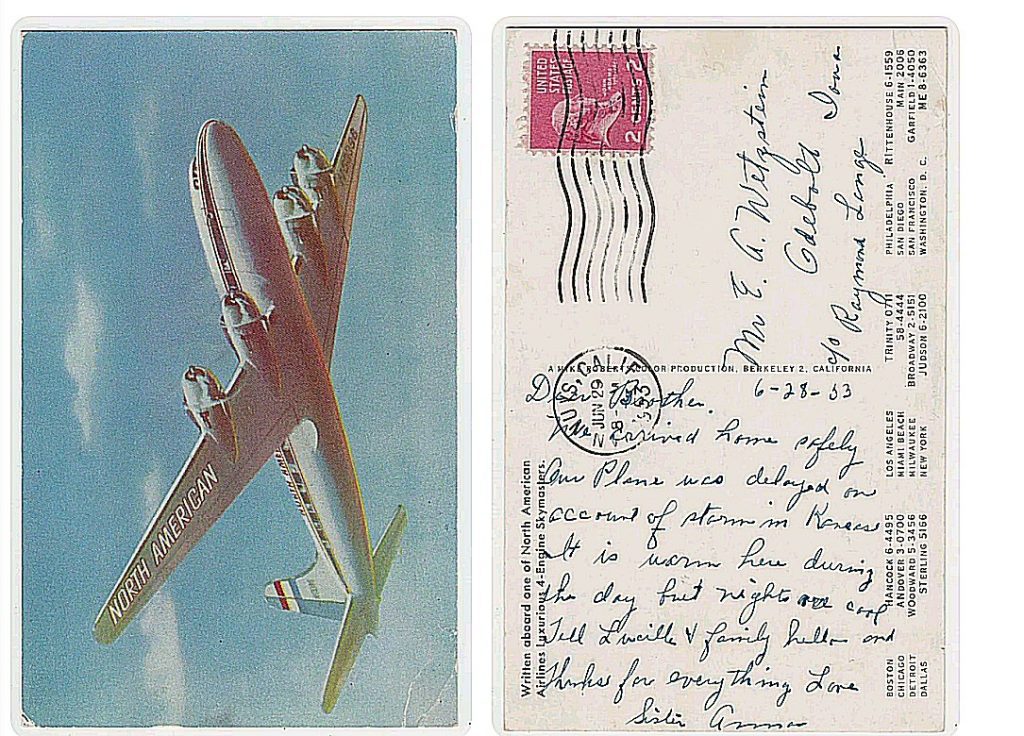 Logos & Branding, original postcard from NAA by commercial passenger