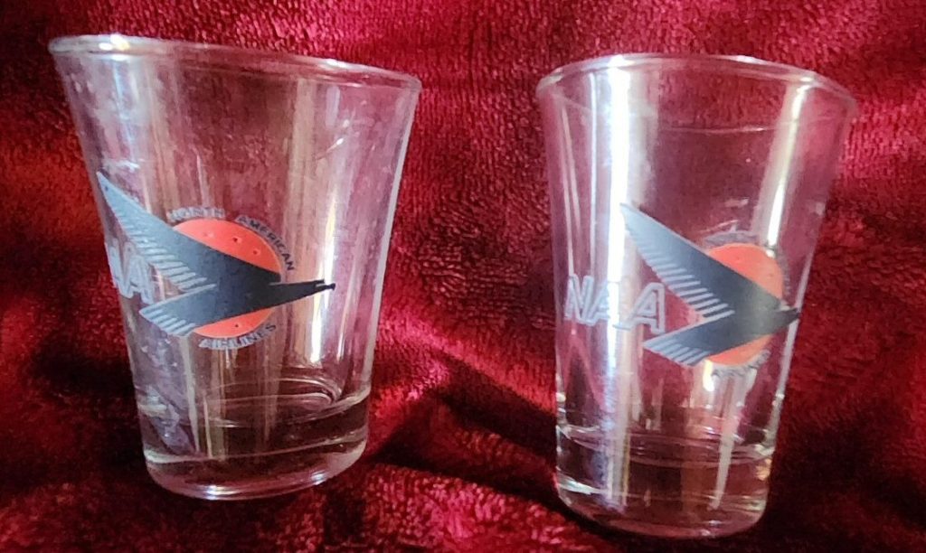 North American Airlines Shot Glasses. Made in the U.S.A. 2 ounce capacity,